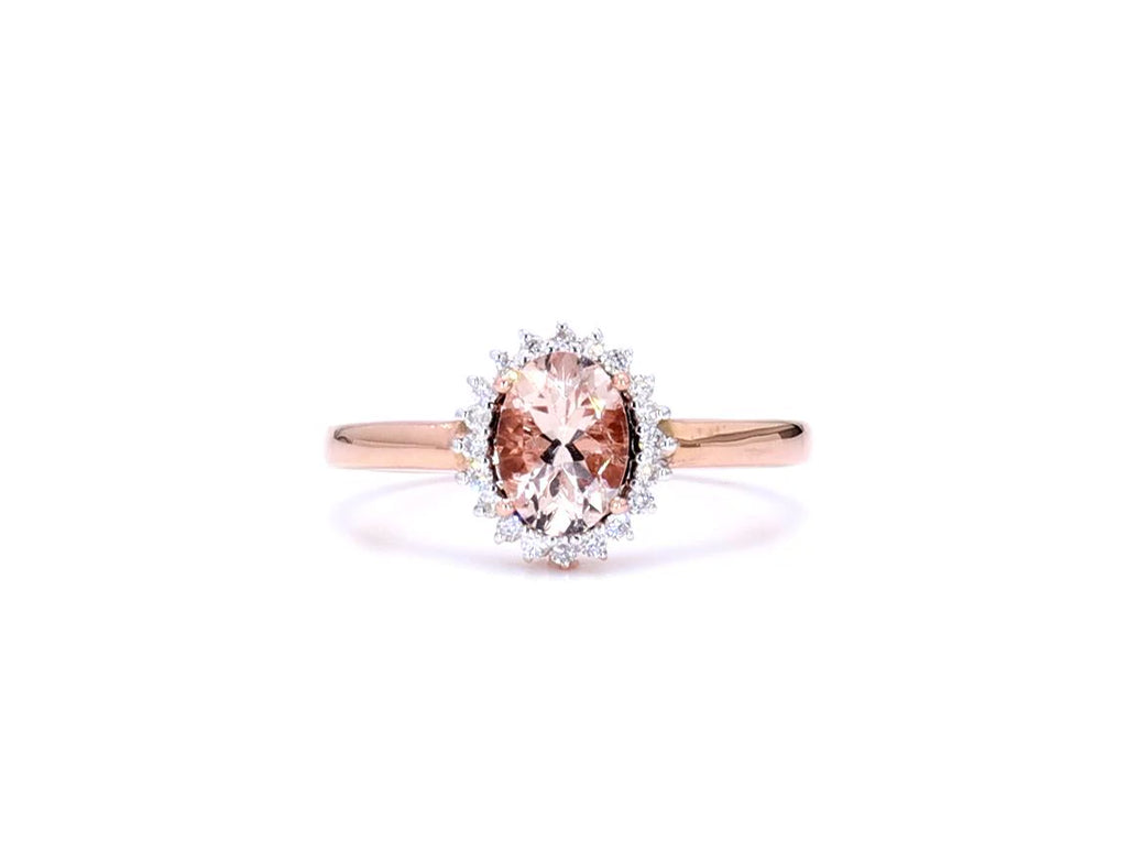 Morganite Ring With Diamonds 0.78 Carats 14K Rose Gold
