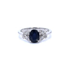 Blue Sapphire Ring With Diamonds 1.58 Carats 14K White Gold