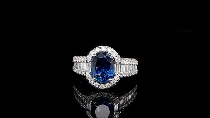 Blue Sapphire Ring Diamond Setting 4.67 Carats 18K Gold