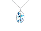 Swiss Blue Topaz Butterfly Pendant 2.62 Carats Sterling Silver