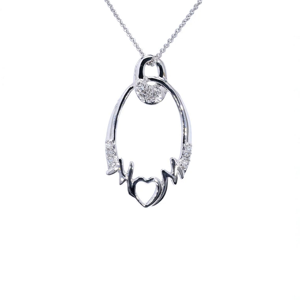 Diamond Heart Pendant 0.12 Carats Sterling Silver