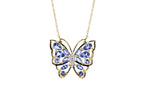 Tanzanite Butterfly Necklace White Zircon 2.68 Carats Gold Plated Silver
