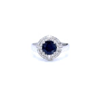 Natural Sapphire Ring With Diamonds 1.66 Carats 10K White Gold