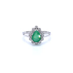 Zambian Emerald Ring With Diamonds 1.18 Carats 10K White Gold