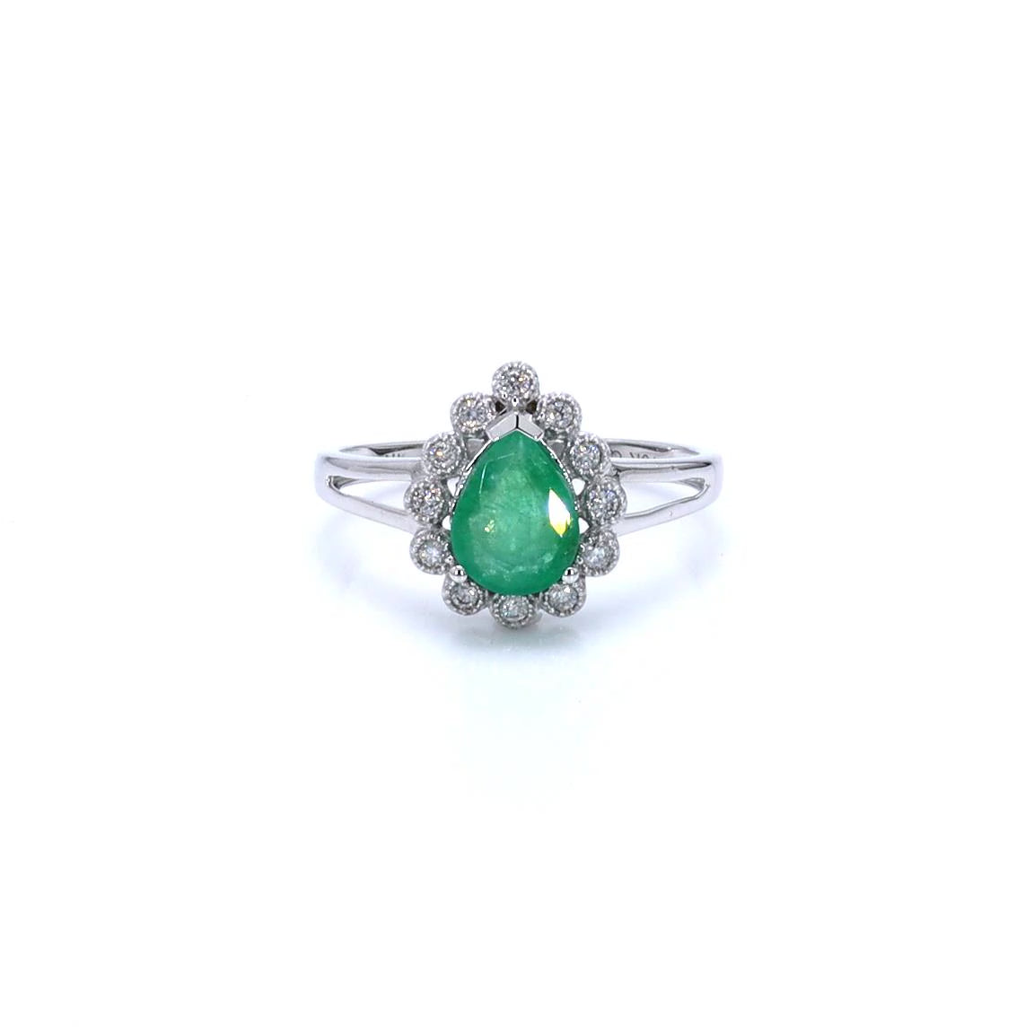 Zambian Emerald Ring With Diamonds 1.18 Carats 10K White Gold