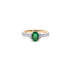 Zambian Emerald Ring With Diamonds 0.79 Carats 10K Yellow Gold