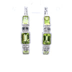 Peridot Hoop Earrings White Topaz 2.4 Carats Sterling Silver