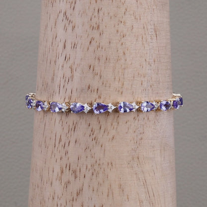 Tanzanite Tennis Bracelet Diamonds 8.2 Carats 14K Yellow Gold