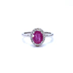 Ruby Ring With Diamonds 1.8 Carats 14K White Gold