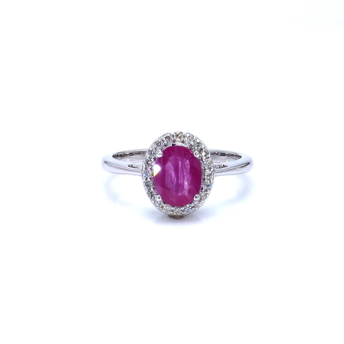 Ruby Ring With Diamonds 1.8 Carats 14K White Gold
