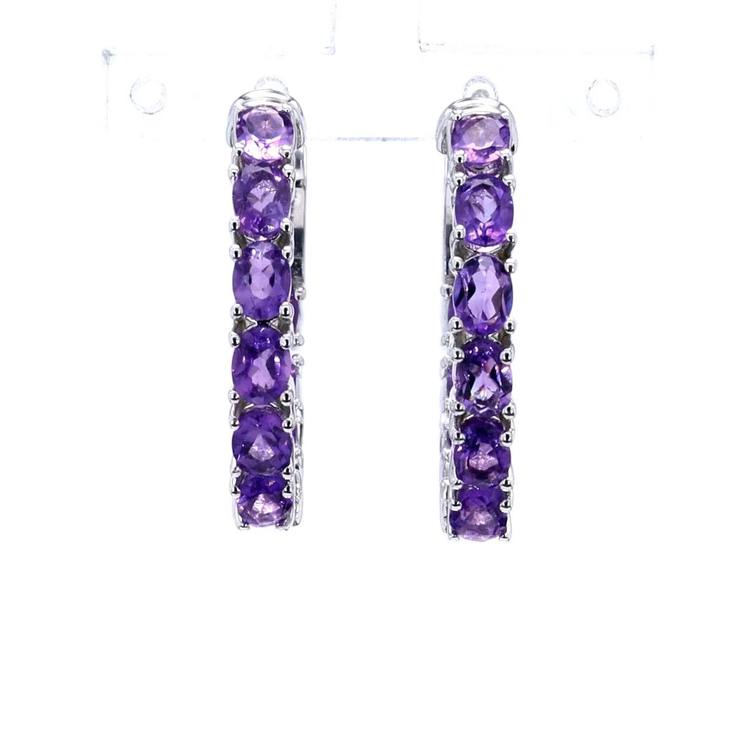 Amethyst Earrings 3.18 Carats Sterling Silver