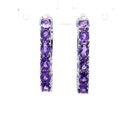 Amethyst Earrings 3.18 Carats Sterling Silver