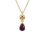Ruby Skull Pendant 0.84 Carats Gold Plated Silver