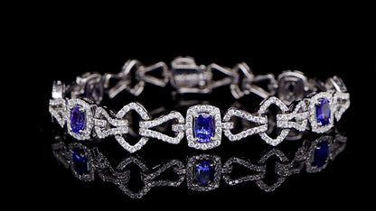 Tanzanite Bracelet Diamond Links 7 Carats 18K Gold