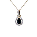 Blue Sapphire Knot Pendant With Diamonds 1.44 Carats 14K Yellow Gold