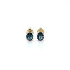 Blue Sapphire Stud Earrings 0.66 Carats 14K Yellow Gold