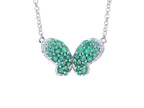 Emerald Butterfly Pendant With White Zircon 2.72 Carats Sterling Silver