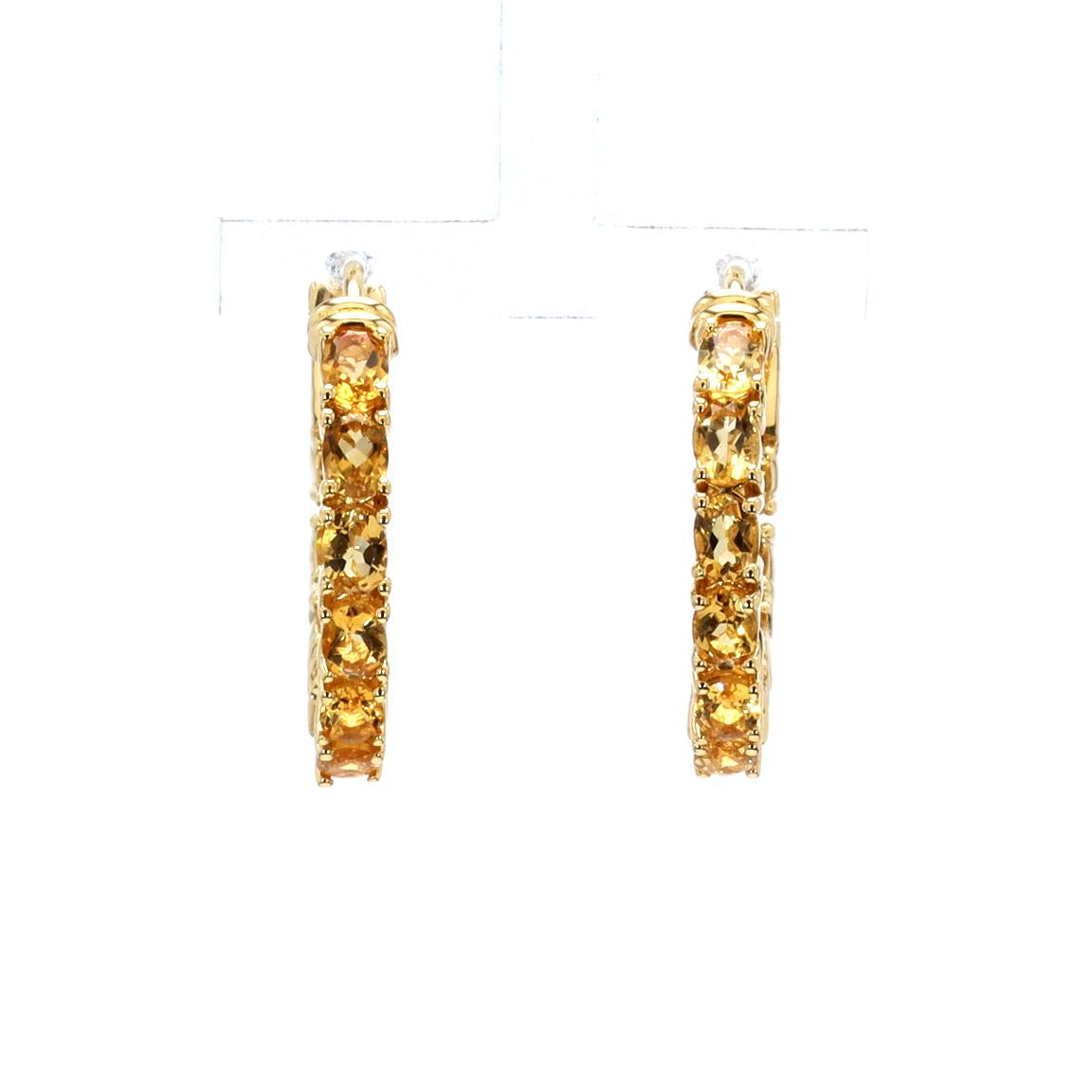 Citrine Earrings 3.18 Carats Gold Plated Silver