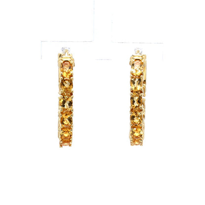 Citrine Earrings 3.18 Carats Gold Plated Silver