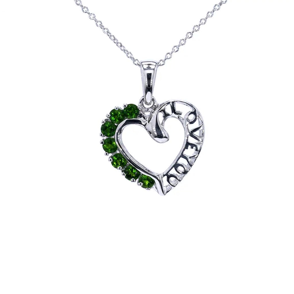 Chrome Diopside Heart Pendant 0.82 Carats Sterling Silver