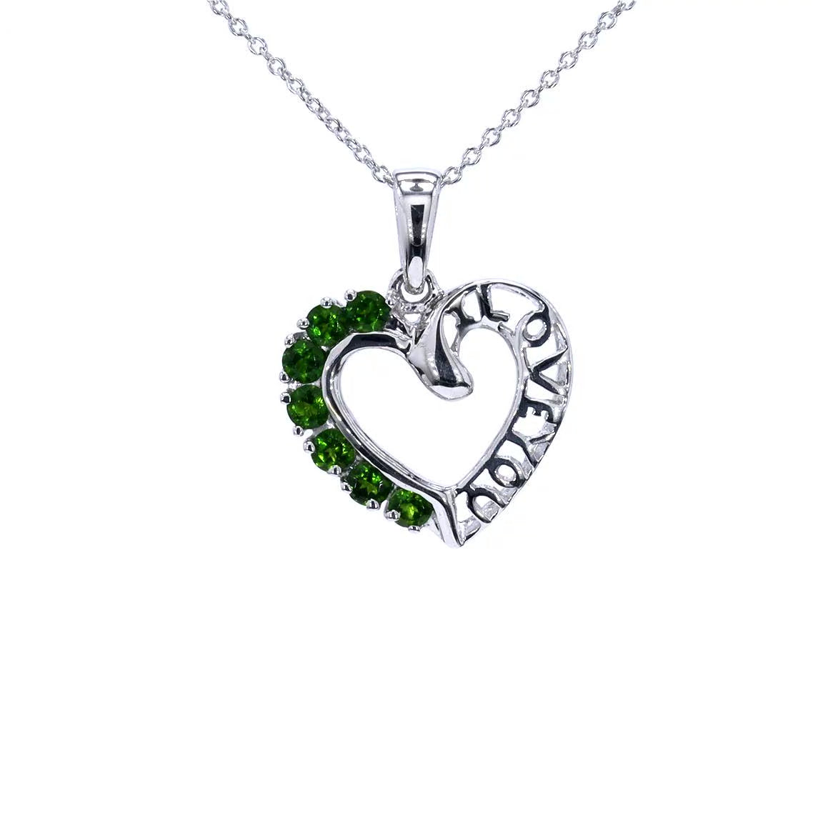 Chrome Diopside Heart Pendant 0.82 Carats Sterling Silver