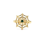 Emerald Spider Web Ring 0.08 Carats Gold Plated Silver