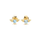 Blue Topaz Bat Stud Earrings 0.38 Carats Gold Plated Silver