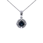 Blue Sapphire Pendant With Diamonds 1.66 Carats 10K White Gold
