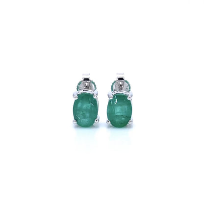 Zambian Emerald Earrings 1.42 Carats 10K White Gold