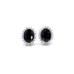 Deep Blue Sapphire Earrings Diamonds 3.3 Carats 14K Yellow Gold
