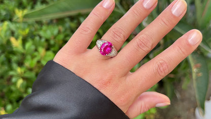 Pink Tourmaline Ring Diamond Setting 5.10 Carats Platinum