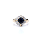 Blue Sapphire Ring With Diamonds 1.66 Carats 10K Yellow Gold