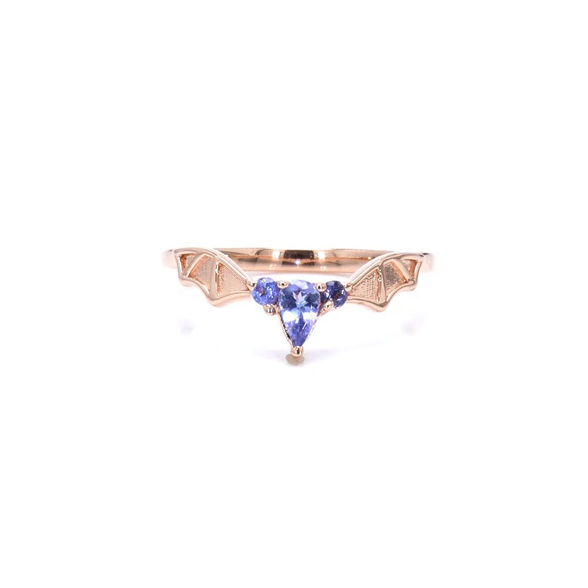 Tanzanite Bat Ring 0.26 Carats Gold Plated Silver