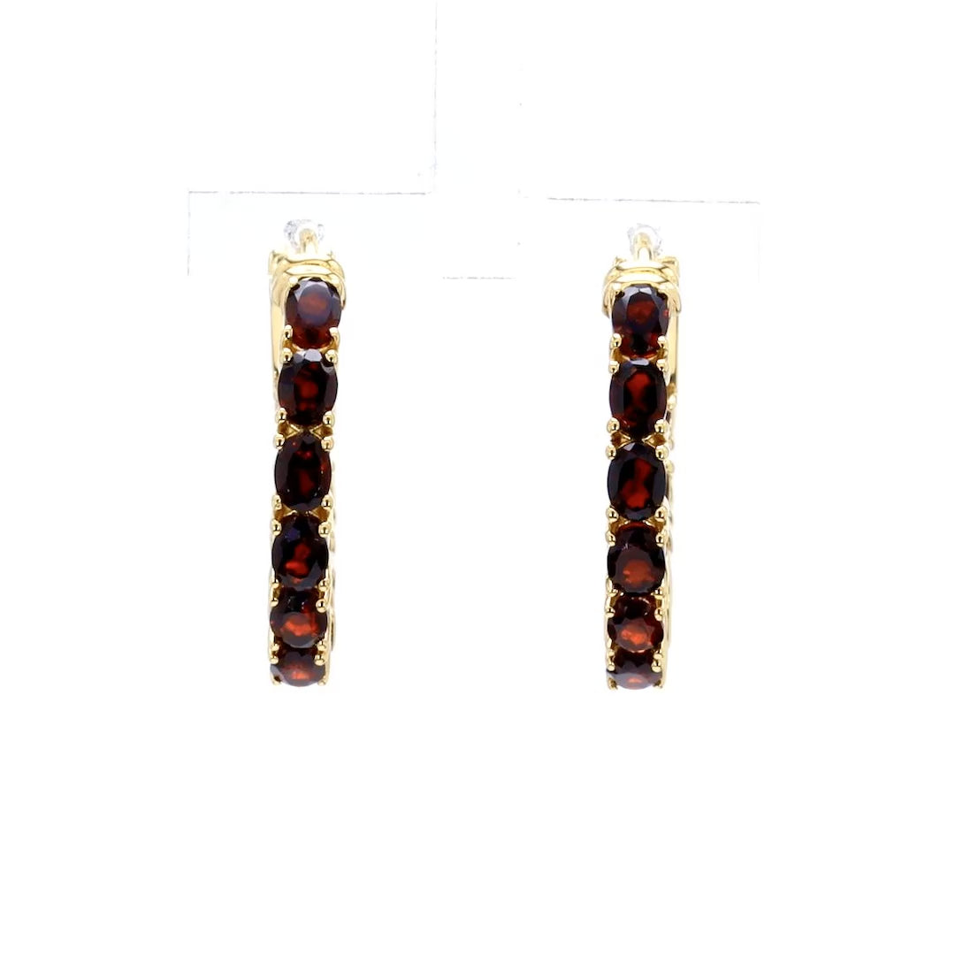 Garnet Earrings 3.98 Carats Gold Plated Silver