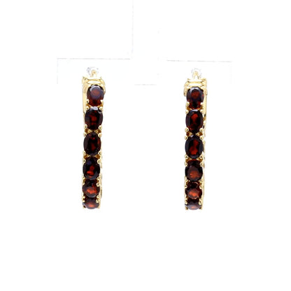 Garnet Earrings 3.98 Carats Gold Plated Silver