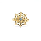 Aquamarine Spider Web Ring 0.08 Carats Gold Plated Silver