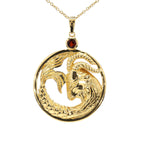 Garnet Capricorn Pendant 0.28 Carats Gold Plated Silver