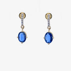 Natural Blue Sapphire Earrings With Diamonds 1.92 Carats 14K Yellow Gold