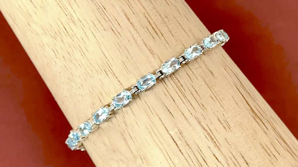 Blue Topaz Bracelet 10.7 Carats Sterling Silver