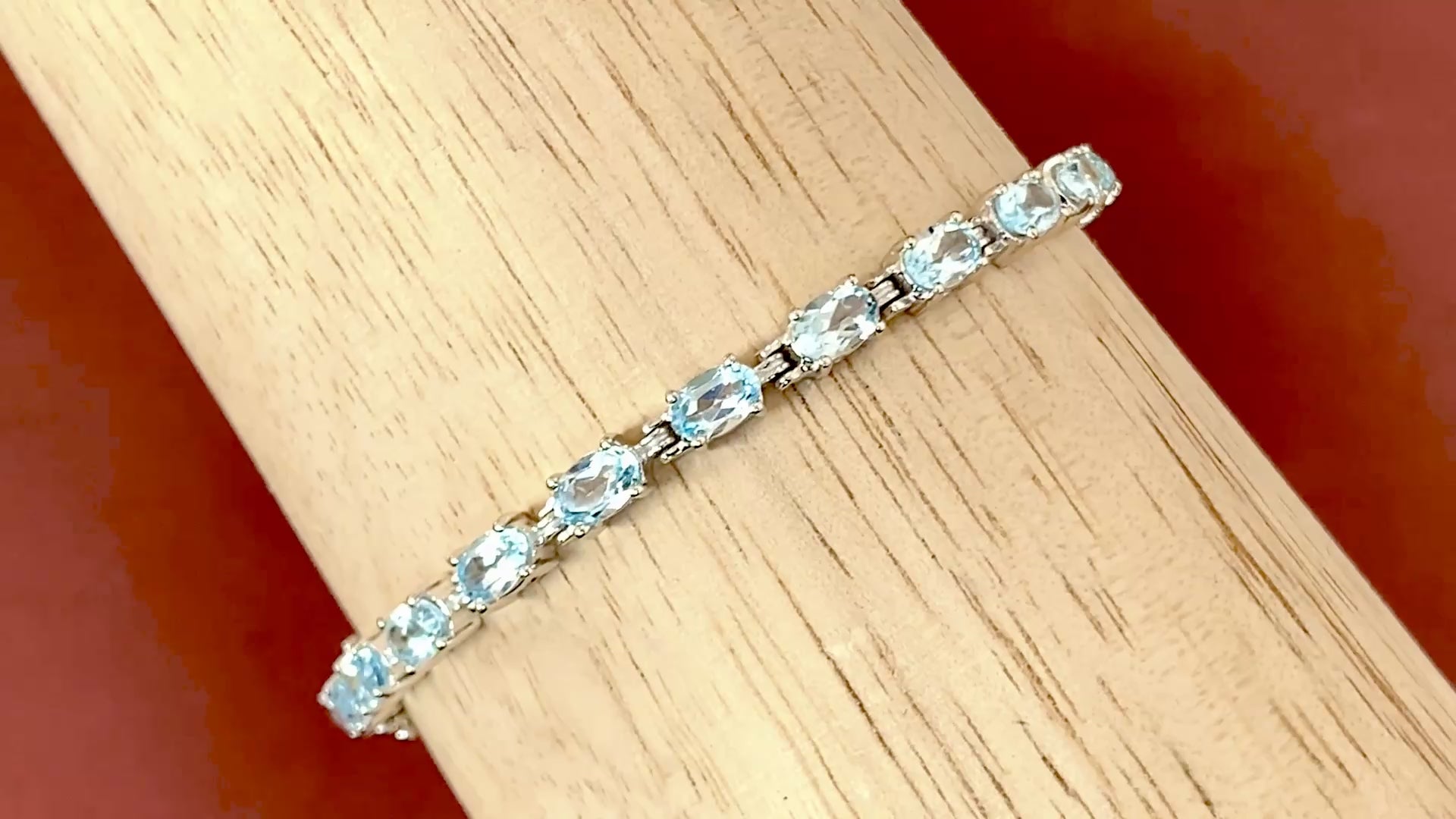 Blue Topaz Bracelet 10.7 Carats Sterling Silver