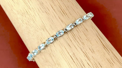 Blue Topaz Bracelet 10.7 Carats Sterling Silver