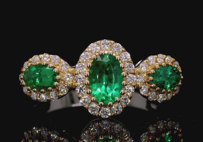 Emerald Ring With Diamonds 1.15 Carats 18K Gold