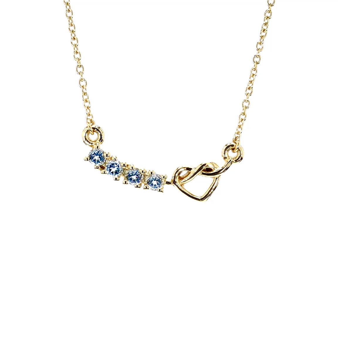 Aquamarine Heart Necklace 0.22 Carats Gold Plated Silver