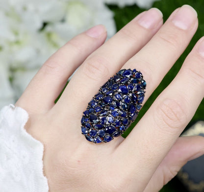 Blue Sapphire Cluster Ring 9.2 Carats