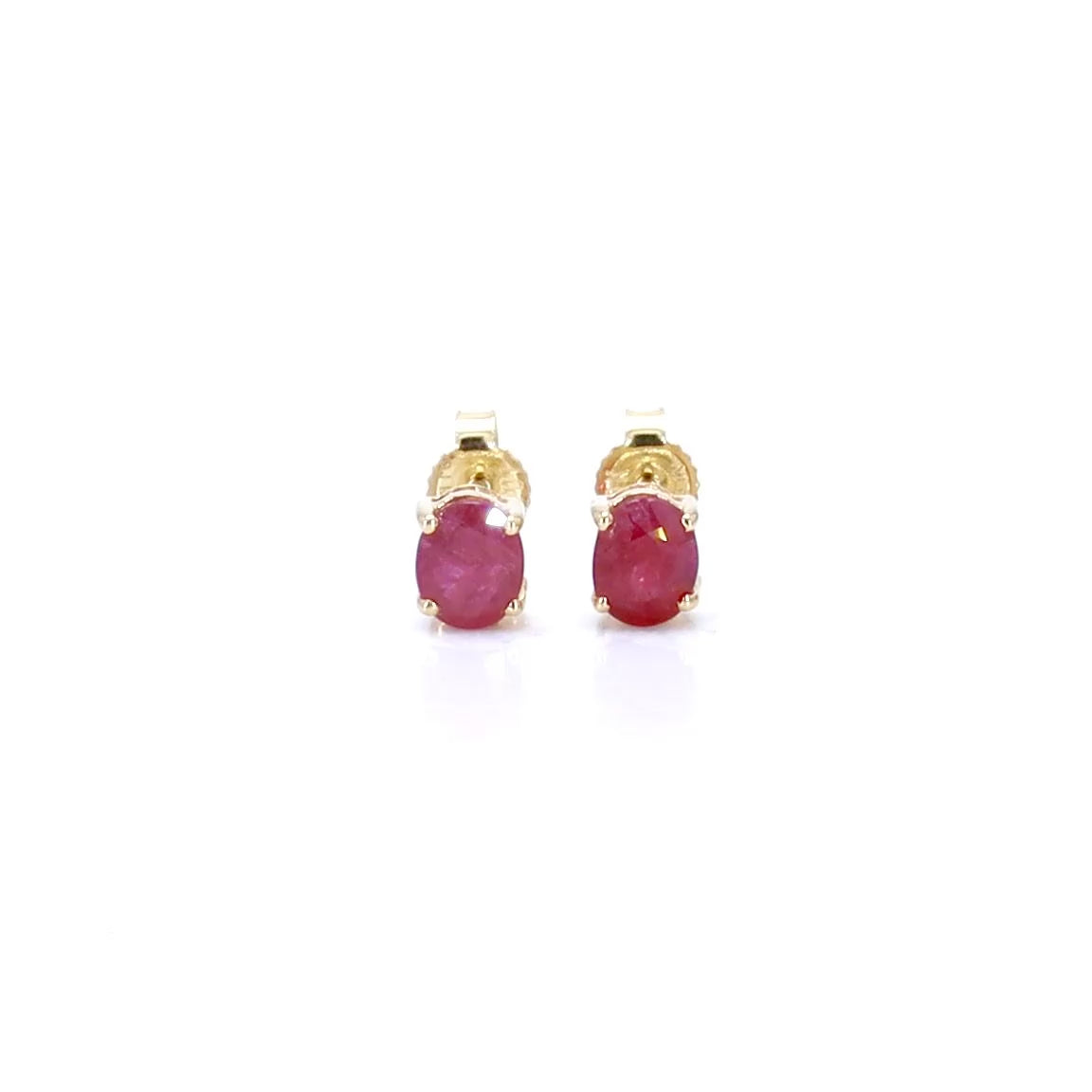 Ruby Stud Earrings 0.58 Carats 14K Yellow Gold