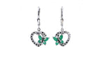 Emerald Butterfly Earrings With White Sapphire 0.38 Carats Sterling Silver