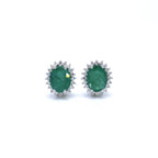 Zambian Emerald Earrings Diamonds 2.65 Carats 10K White Gold