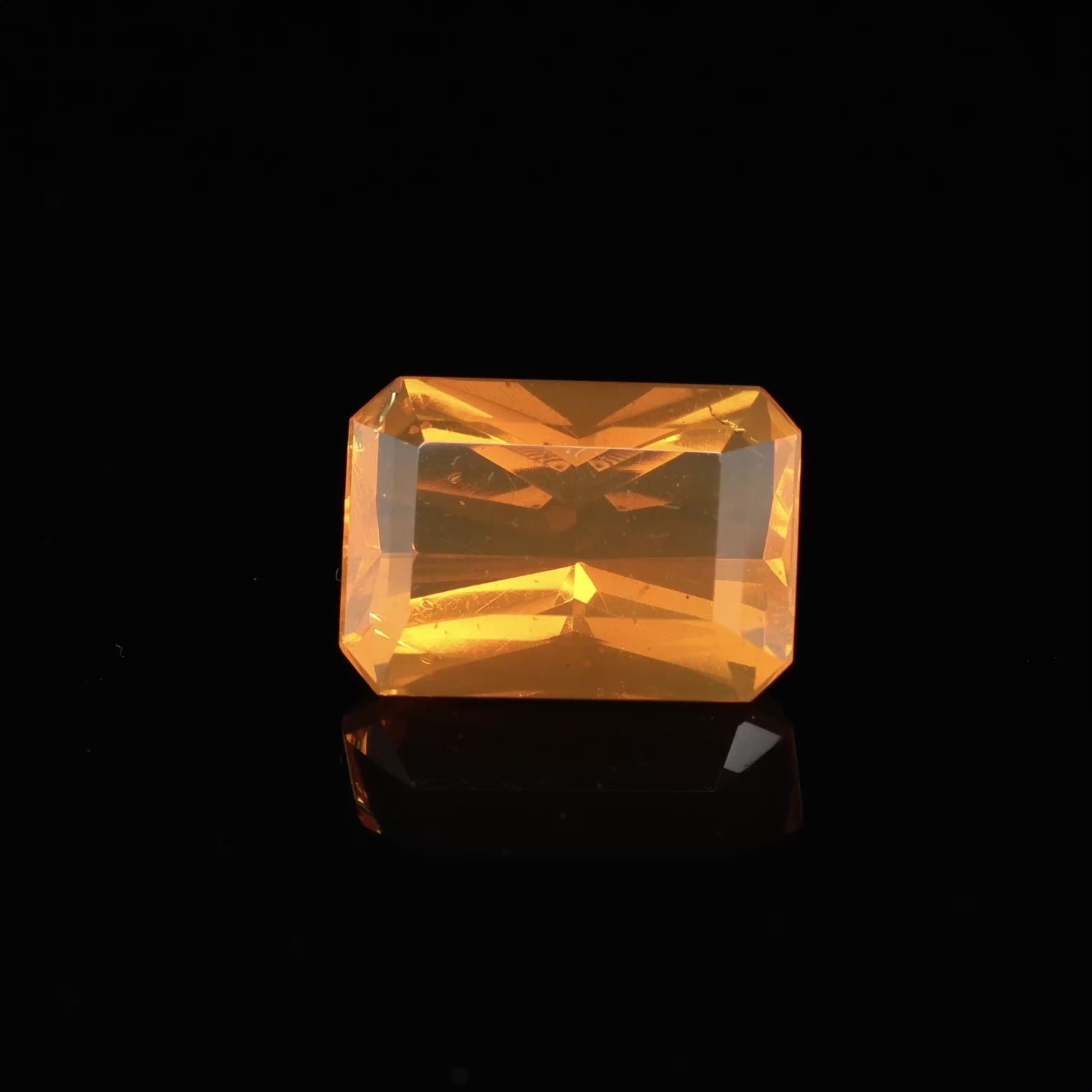Natural Mexican Fire Opal 5.45 Carat Emerald Cut Loose Gemstone Play-of-Color