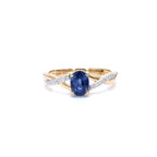 Blue Sapphire Ring With Diamonds 1.02 Carats 14K Yellow Gold