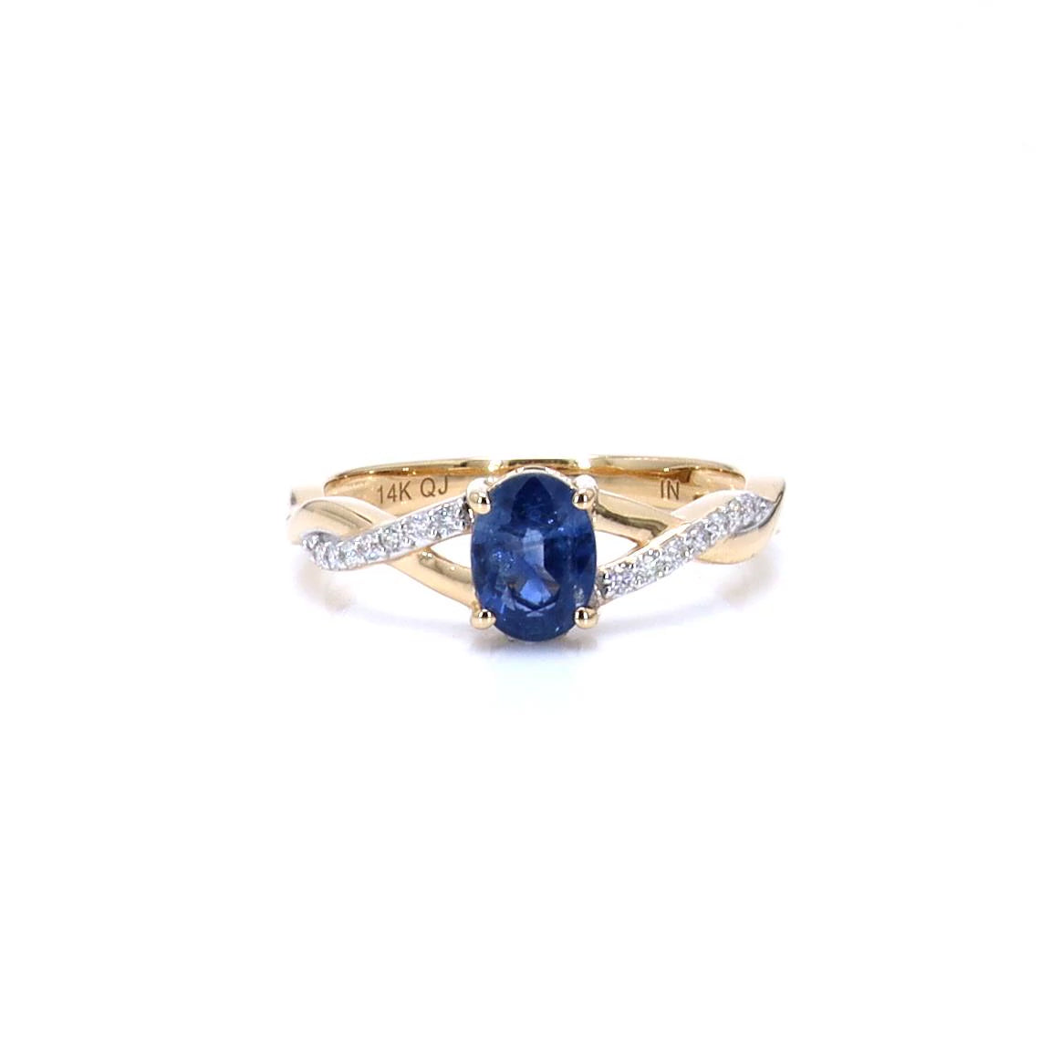 Blue Sapphire Ring With Diamonds 1.02 Carats 14K Yellow Gold